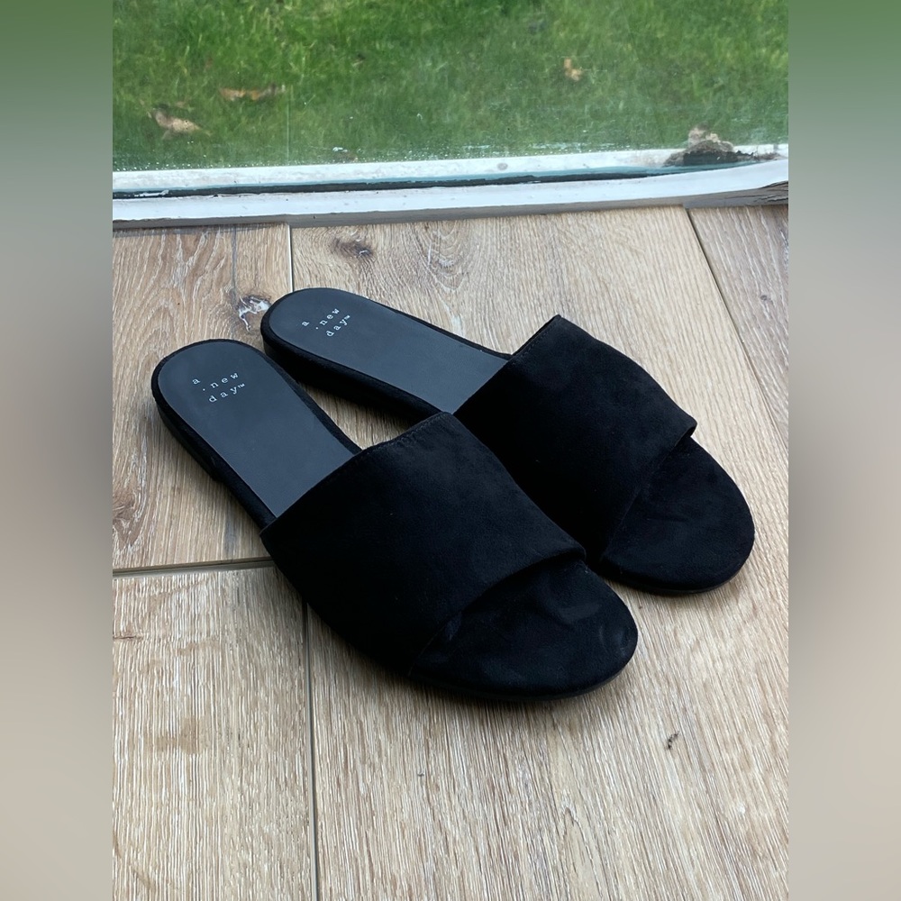 Black Faux Suede Flats